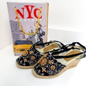NYC Couture - Wrap Floral Beaded & Embroidered Espadrilles